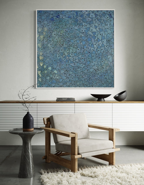 Blue Sardines | Framed Giclee Print on Canvas